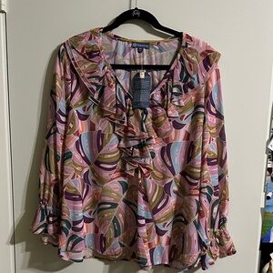Democracy Multicolor Leaf Print Blouse